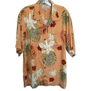 Tommy Bahama Shirt Men's Size Medium Hawaiian Camp Shirt 100% Silk Floral Palms